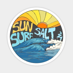 Sun Salt & Surf retro summer wave art Magnet